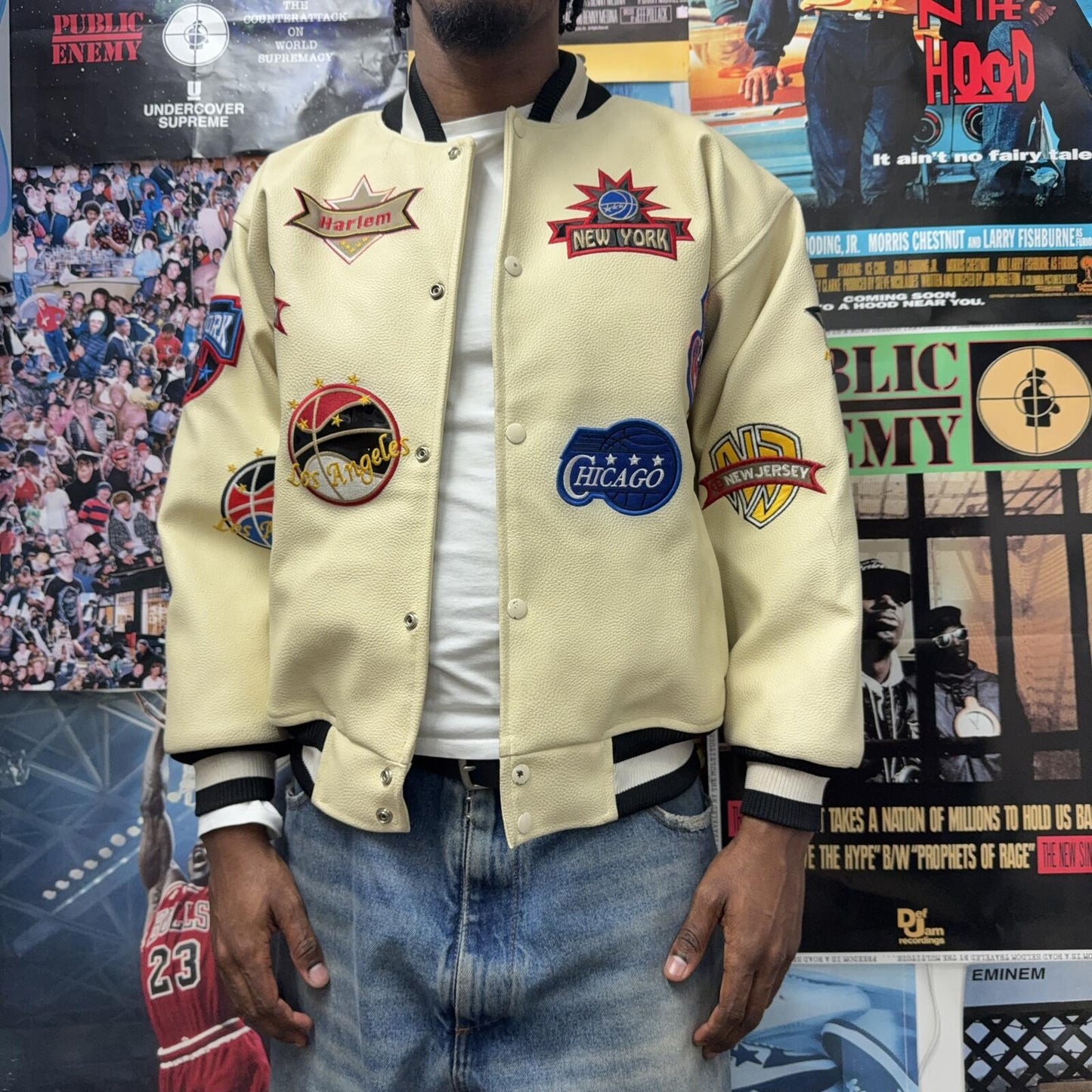 NEW YORK VINTAGE LEATHER VARSITY JACKET