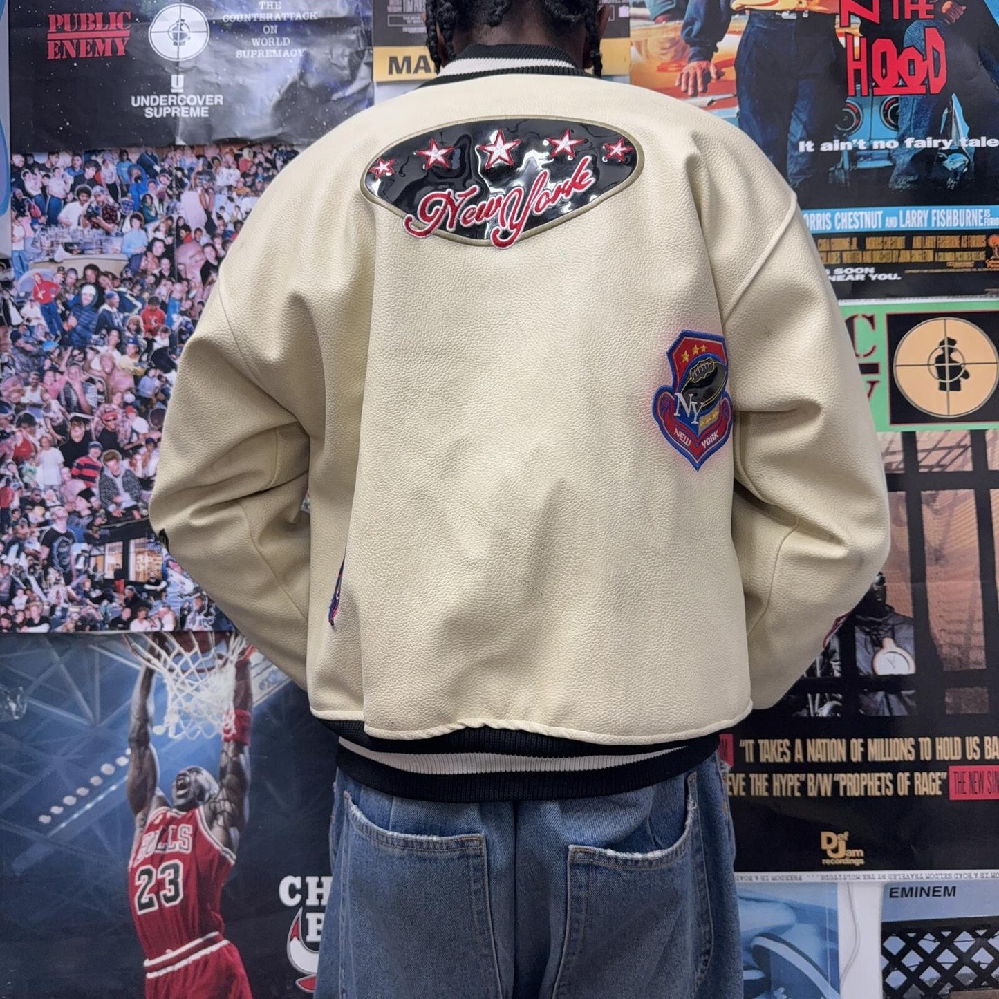 NEW YORK VINTAGE LEATHER VARSITY JACKET