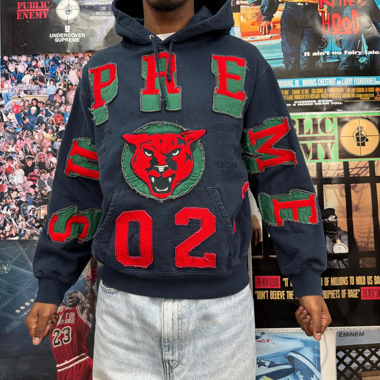 SUPREME FW23 WASHED PANTHER HOODIE
