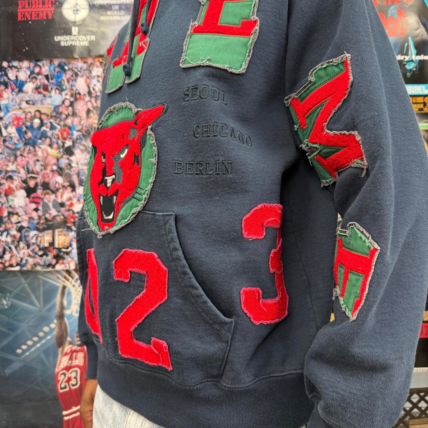 SUPREME FW23 WASHED PANTHER HOODIE