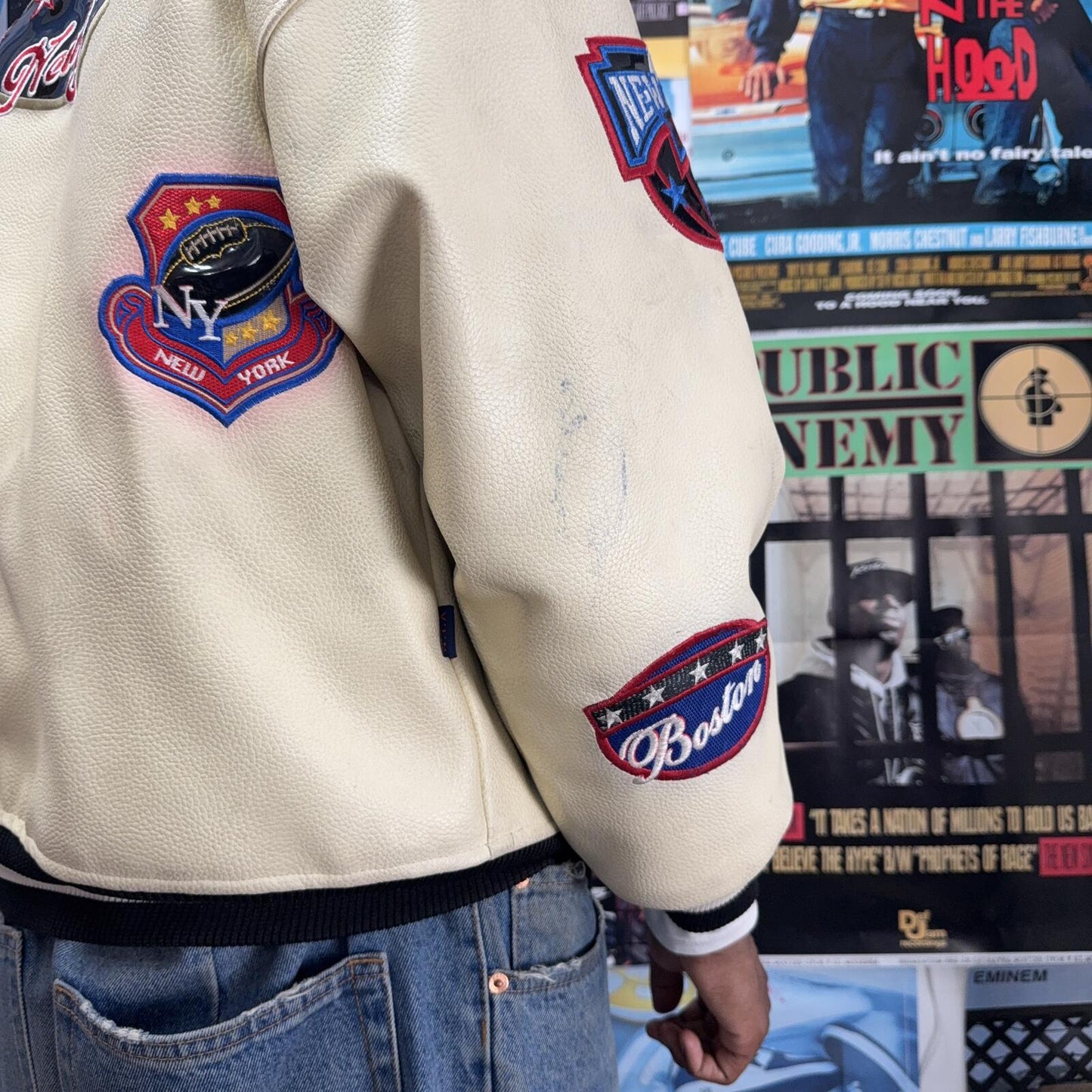 NEW YORK VINTAGE LEATHER VARSITY JACKET