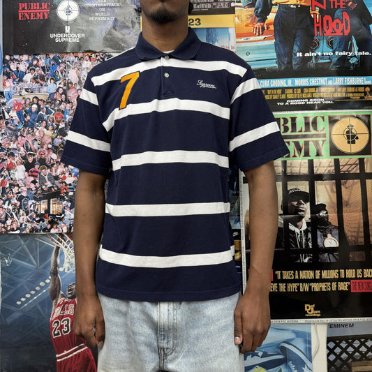 SUPREME SS25 CURSIVE STRIPE POLO