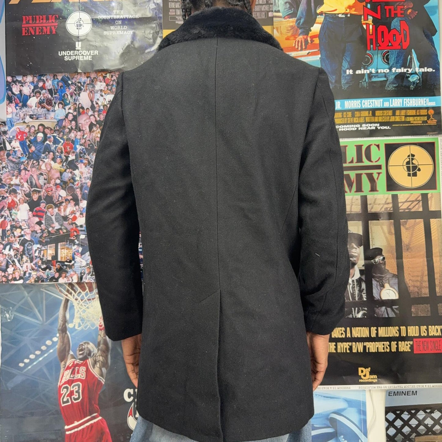 SUPREME FW15 FUR COLLAR TWEED COAT