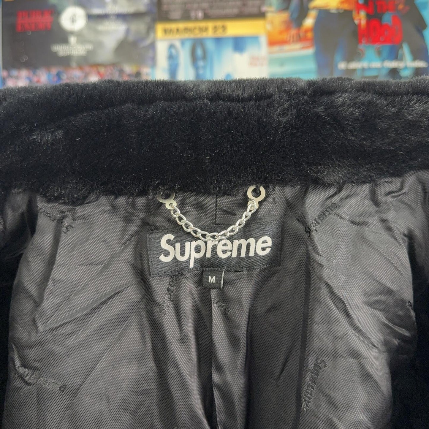 SUPREME FW15 FUR COLLAR TWEED COAT