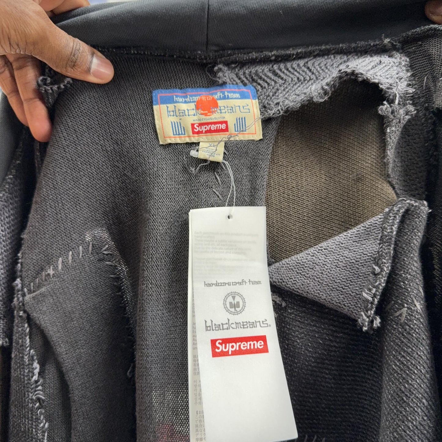 SUPREME FW23 BLACKMEANS PATCHWORK ZIP UP HOODIE