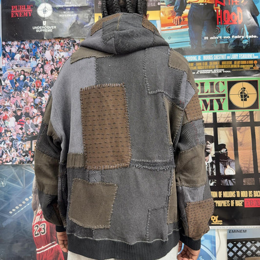 SUPREME FW23 BLACKMEANS PATCHWORK ZIP UP HOODIE