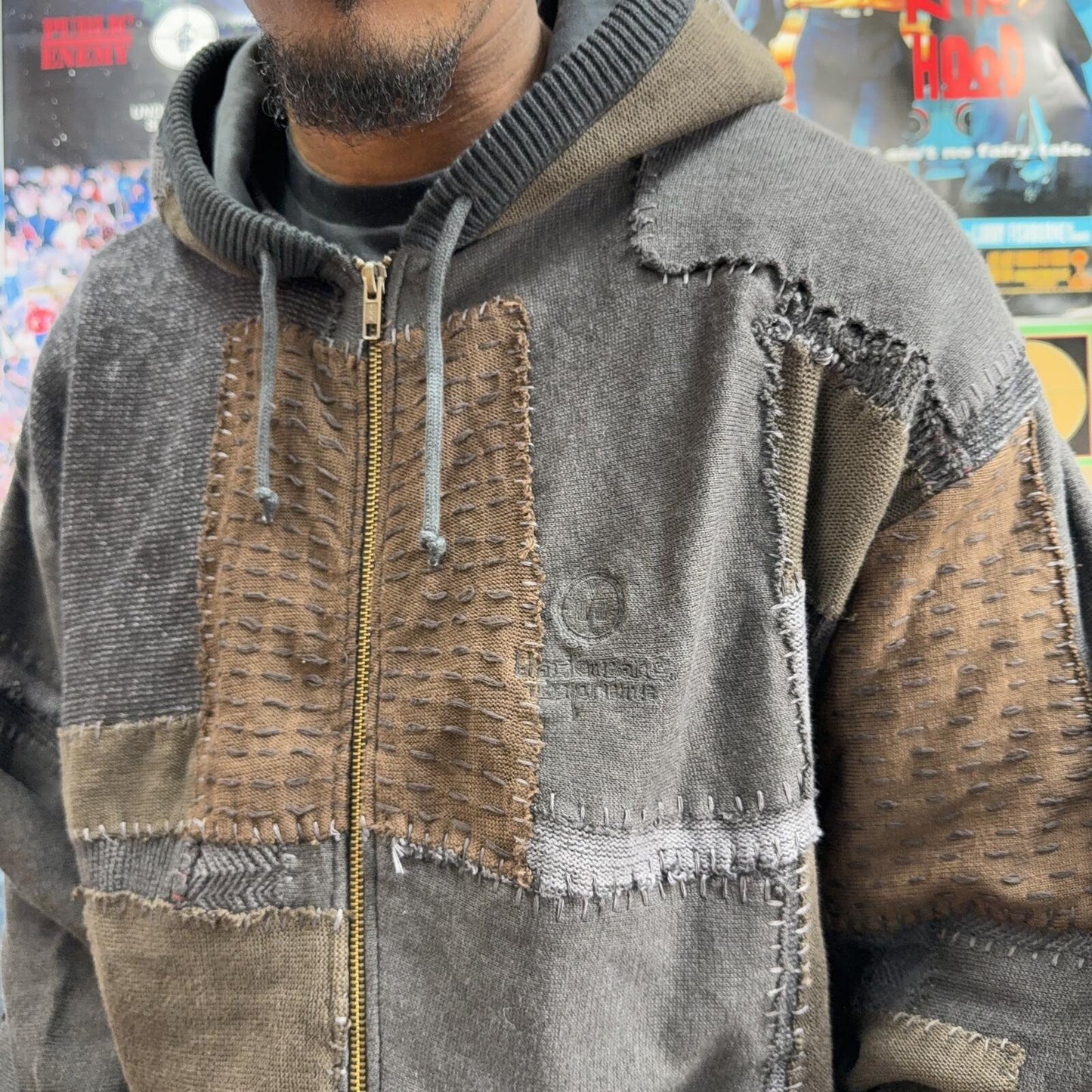 SUPREME FW23 BLACKMEANS PATCHWORK ZIP UP HOODIE