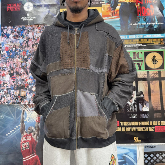 SUPREME FW23 BLACKMEANS PATCHWORK ZIP UP HOODIE