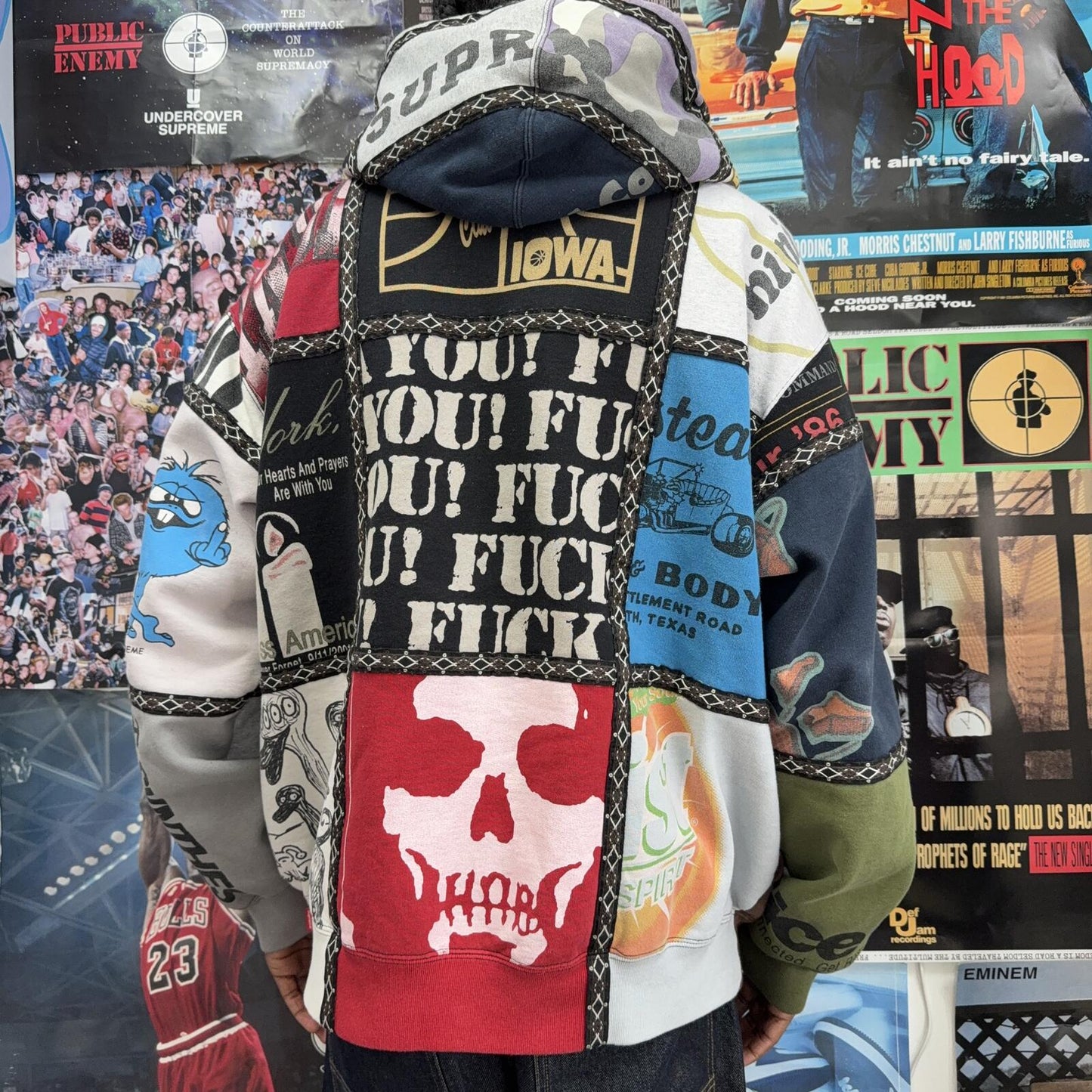 SUPREME FW25 NUMBER NINE PATCHWORK ZIP UP HOODIE