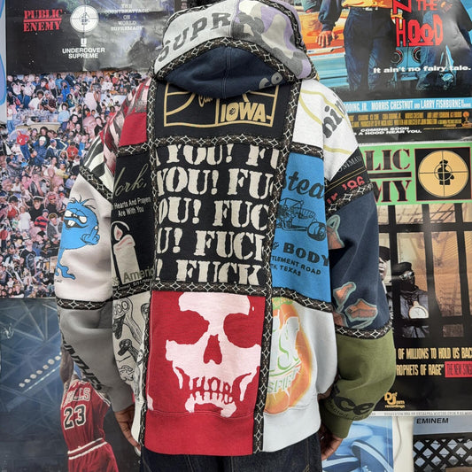 SUPREME FW25 NUMBER NINE PATCHWORK ZIP UP HOODIE