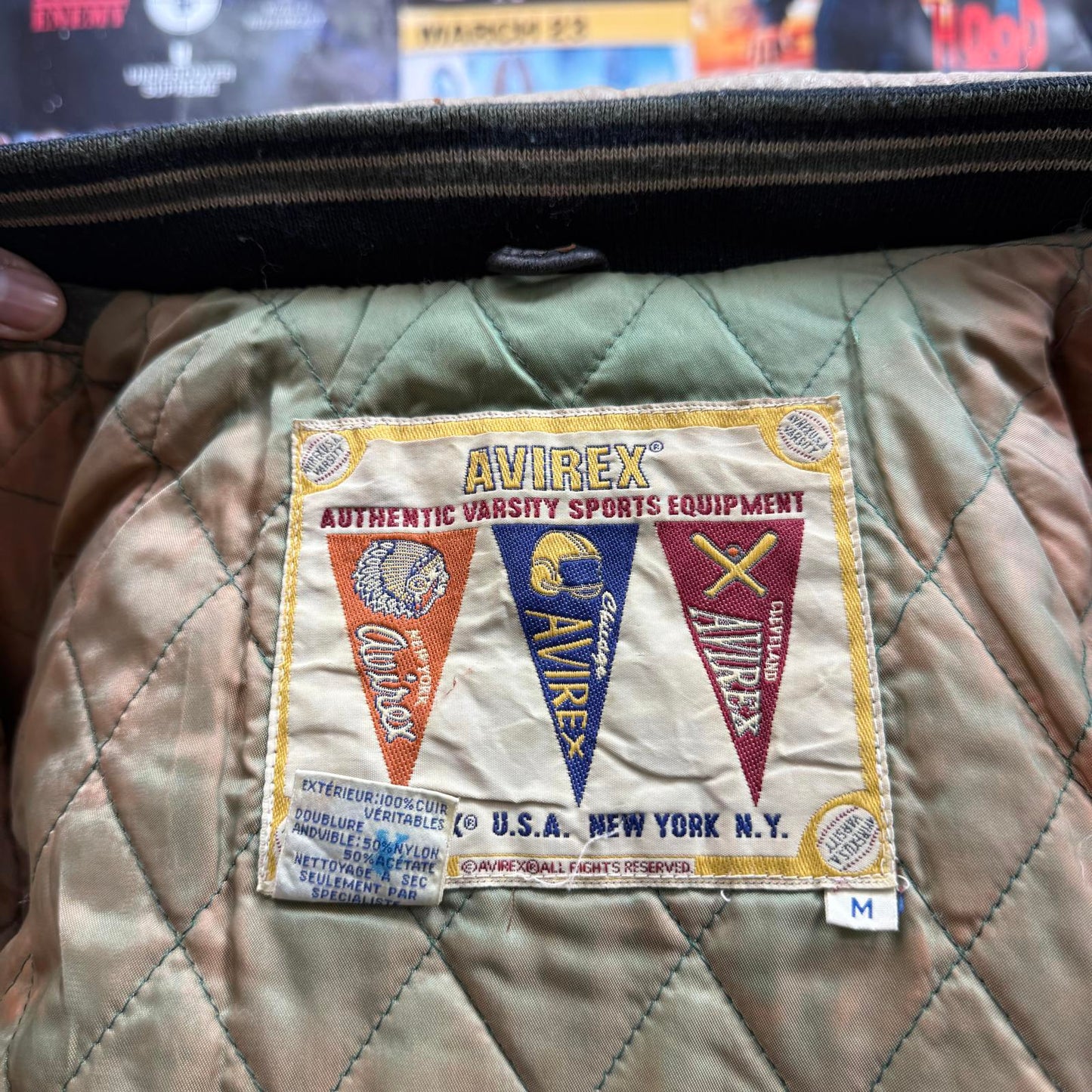 AVIREX VINTAGE WILD BEARS LEATHER VARSITY JACKET