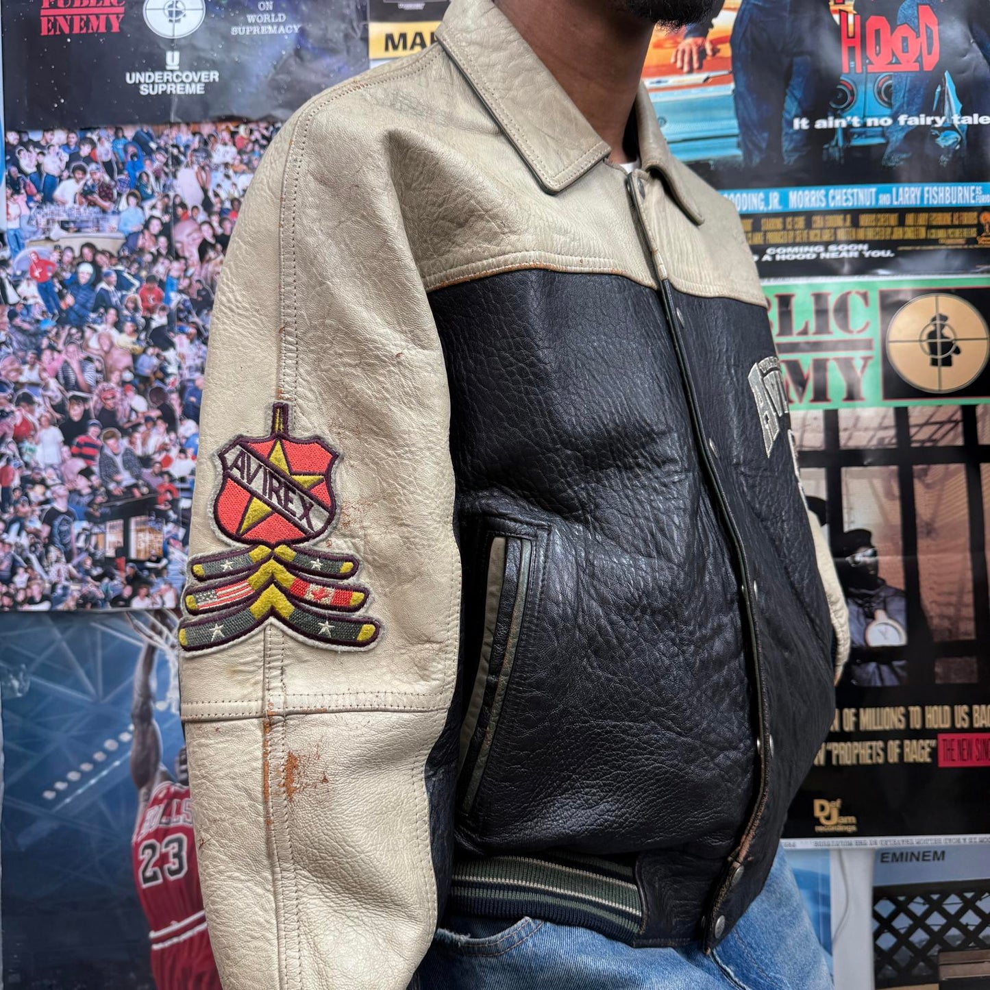 AVIREX VINTAGE WILD BEARS LEATHER VARSITY JACKET
