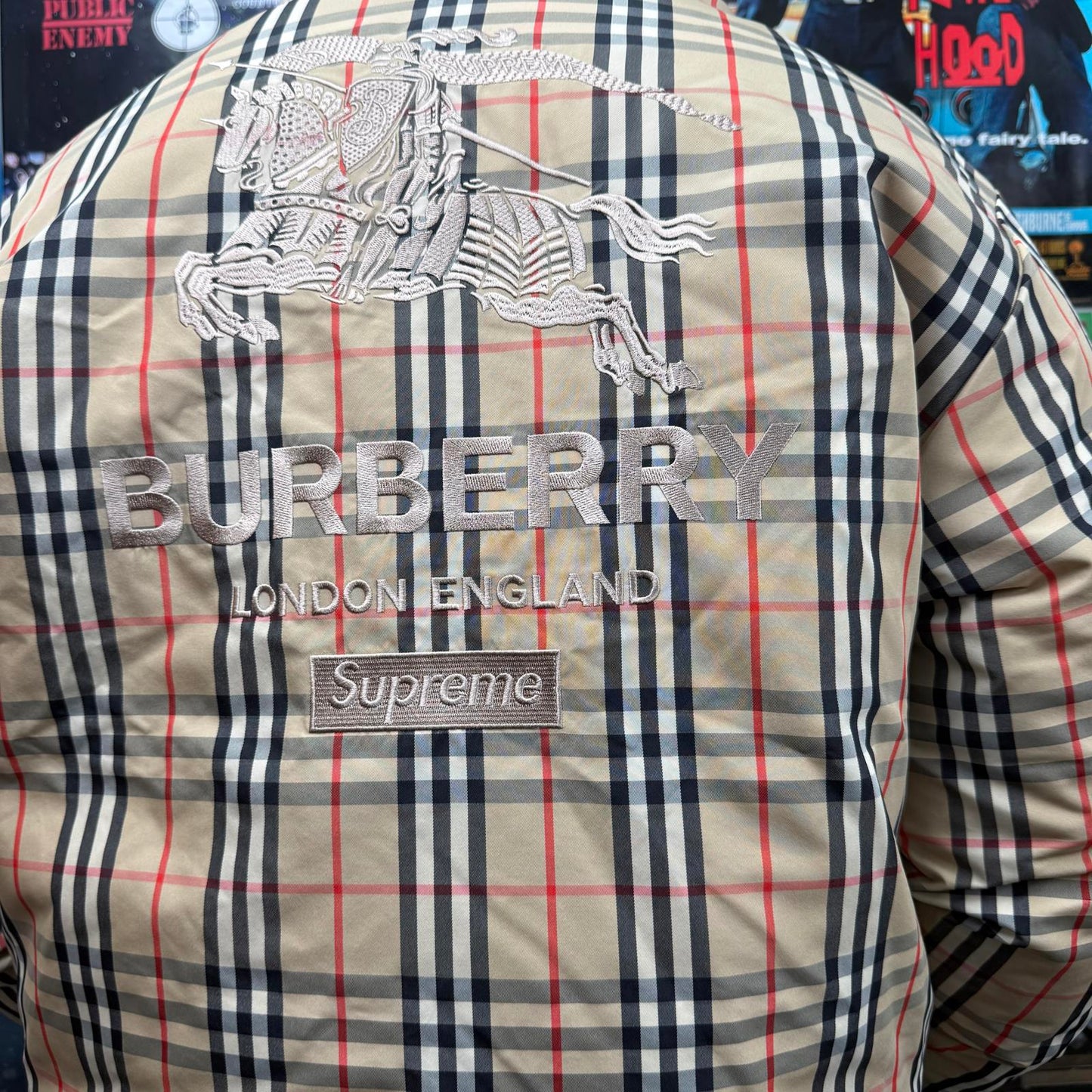 SUPREME BURBERRY SS22 SHEARLING COLLAR DOWN PUFFER JACKET