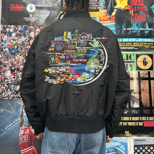 SUPREME FW20 GLOBE MA-1 REVERSIBLE BOMBER JACKET