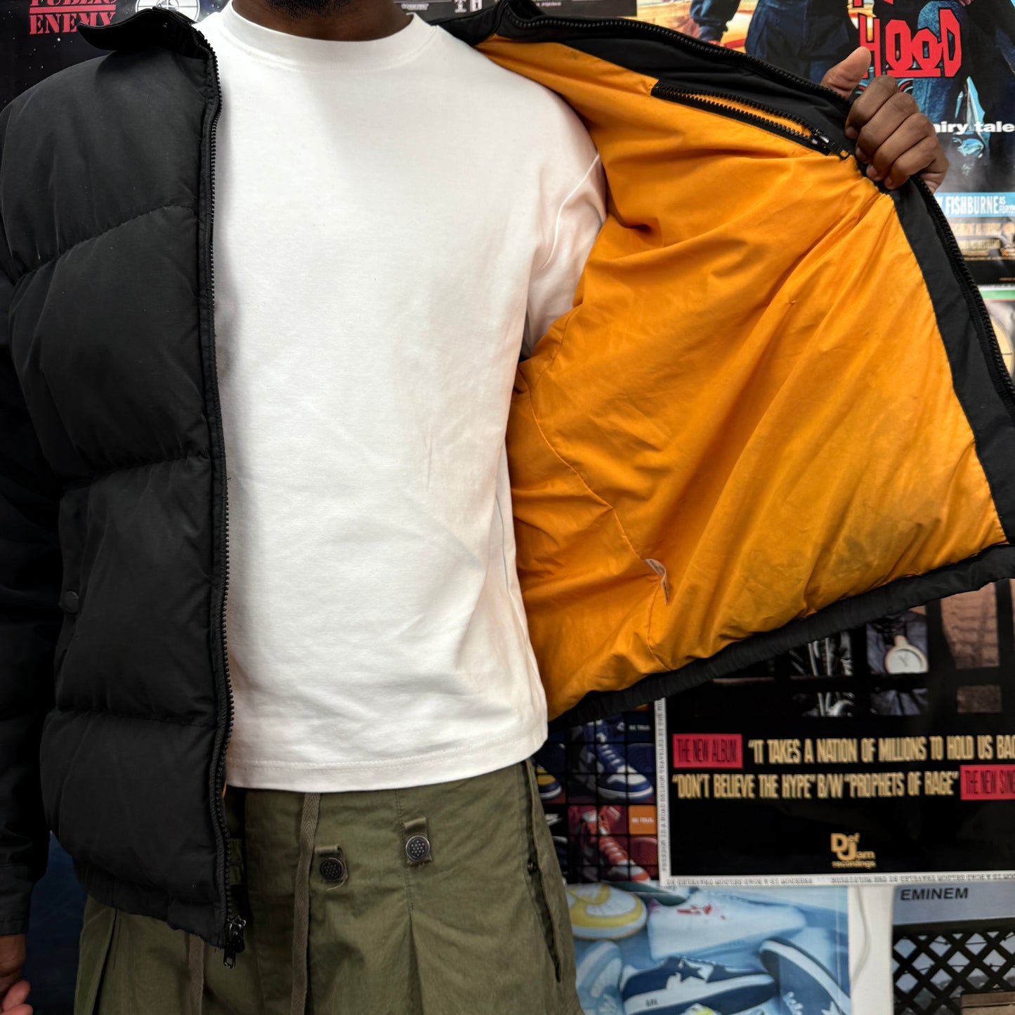 SUPREME FW19 SMALL BOX LEATHER COLLAR PUFFER JACKET