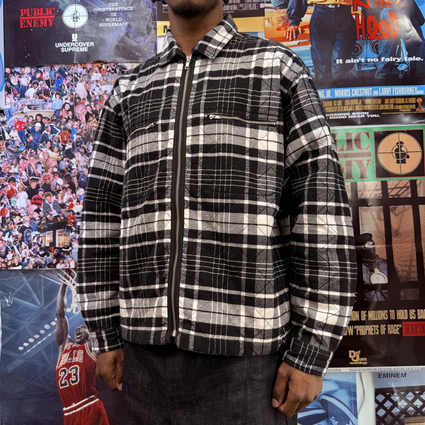 SUPREME FW24 QUILTED FLANNEL ZIP UP SHIRT