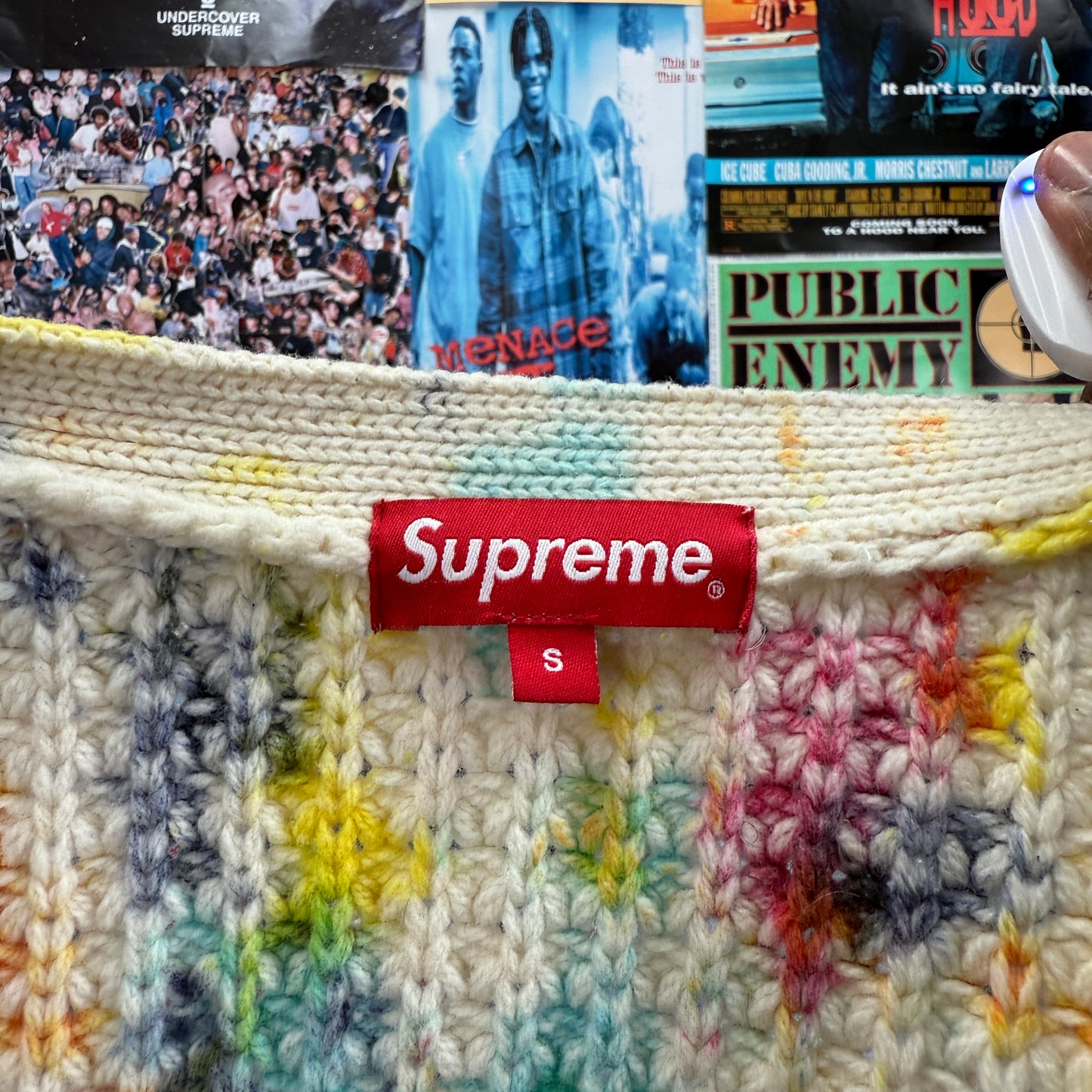 SUPREME FW21 TIE DYE WAFFLE KNIT CARDIGAN