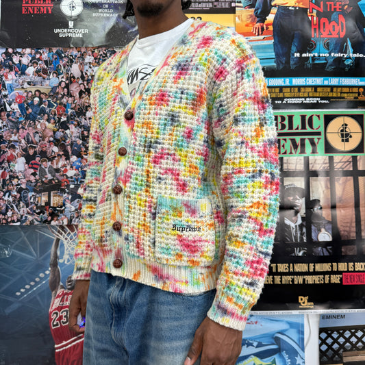 SUPREME FW21 TIE DYE WAFFLE KNIT CARDIGAN