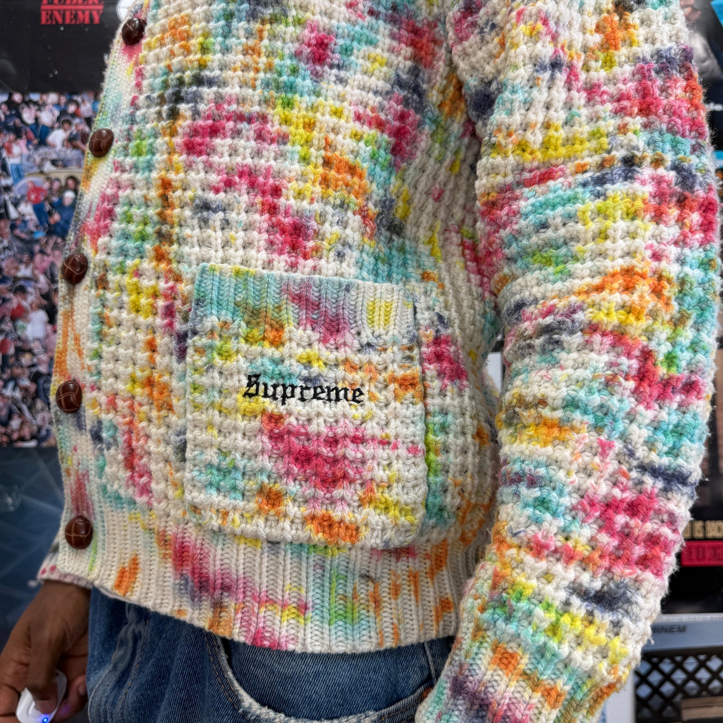 SUPREME FW21 TIE DYE WAFFLE KNIT CARDIGAN