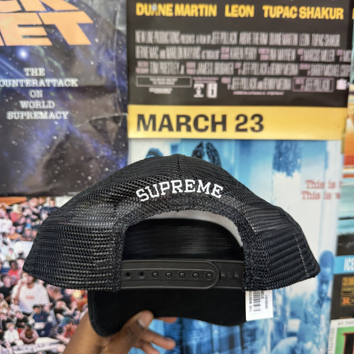 SUPREME X THE MISFITS SS26 MESH BACK BLACK CAP