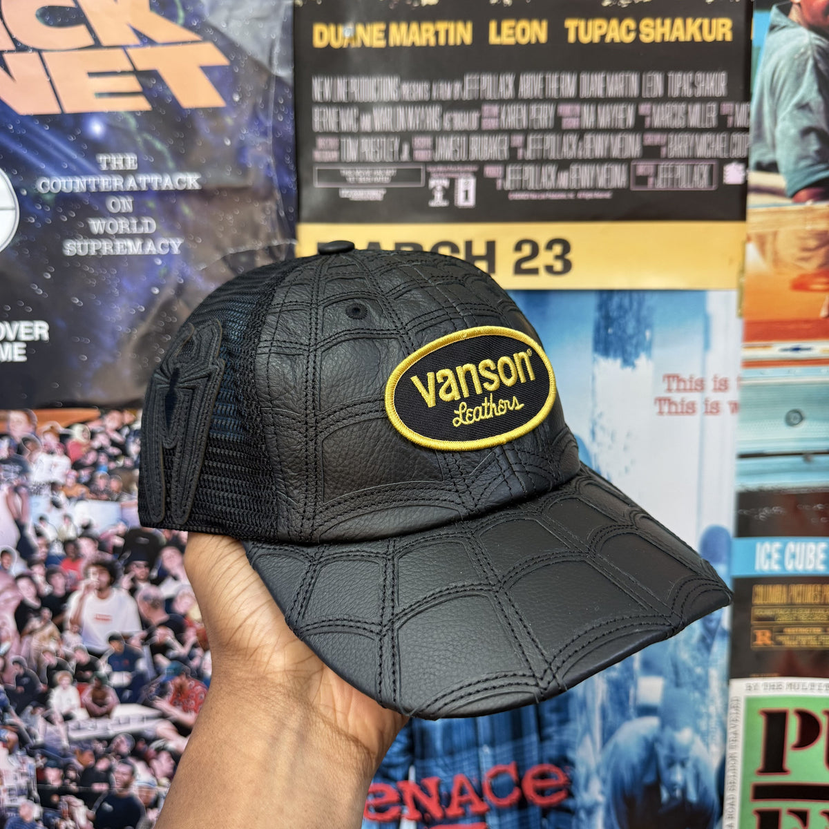 SUPREME SS26 VANSON LEATHERS SPIDERMAN MESH BACK 6 PANEL CAP