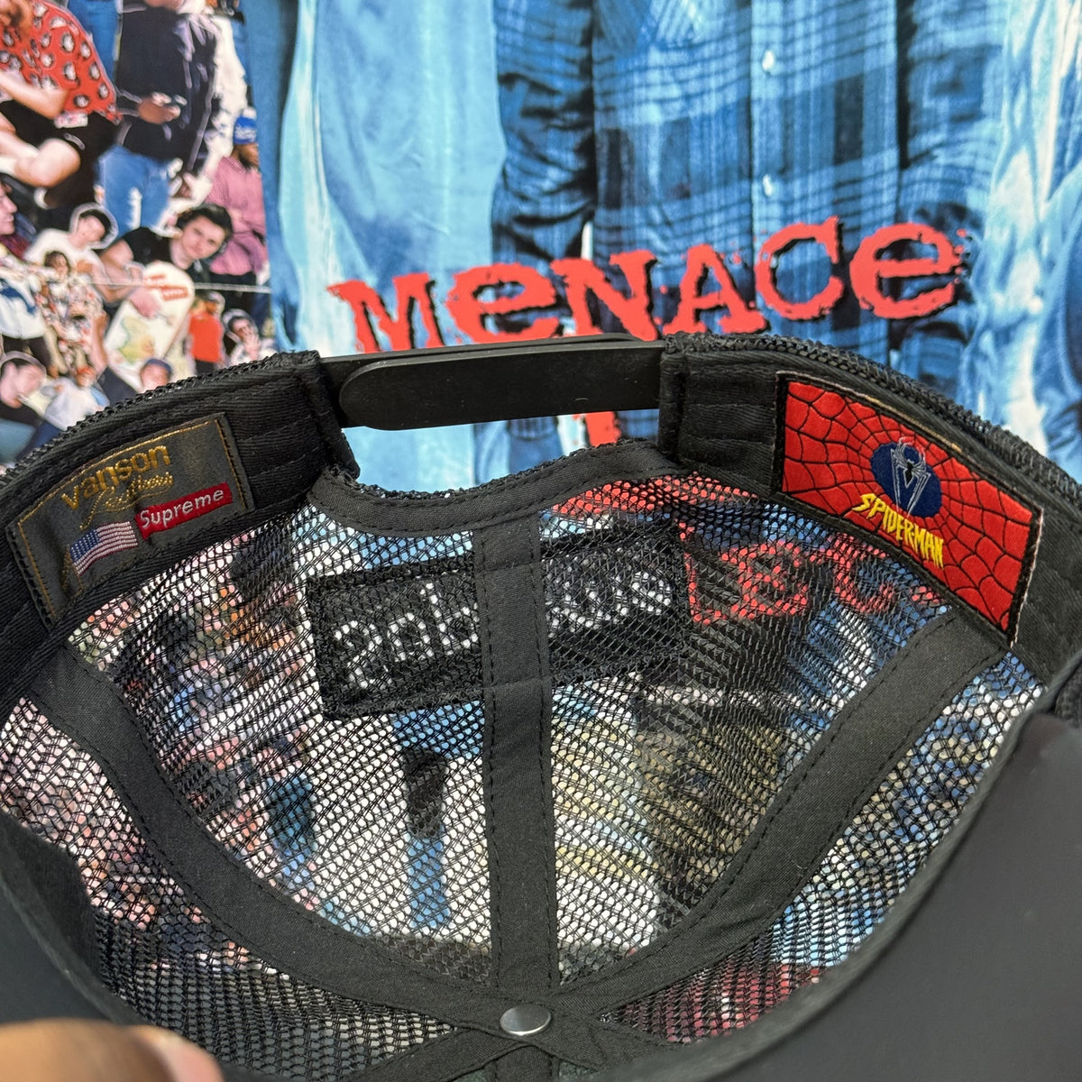 SUPREME SS26 VANSON LEATHERS SPIDERMAN MESH BACK 6 PANEL CAP