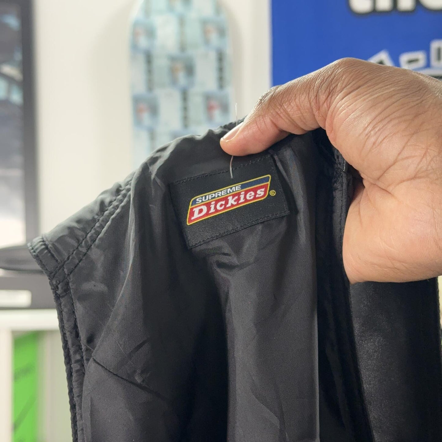SUPREME FW23 DICKIES BLACK LEATHER OVERALLS