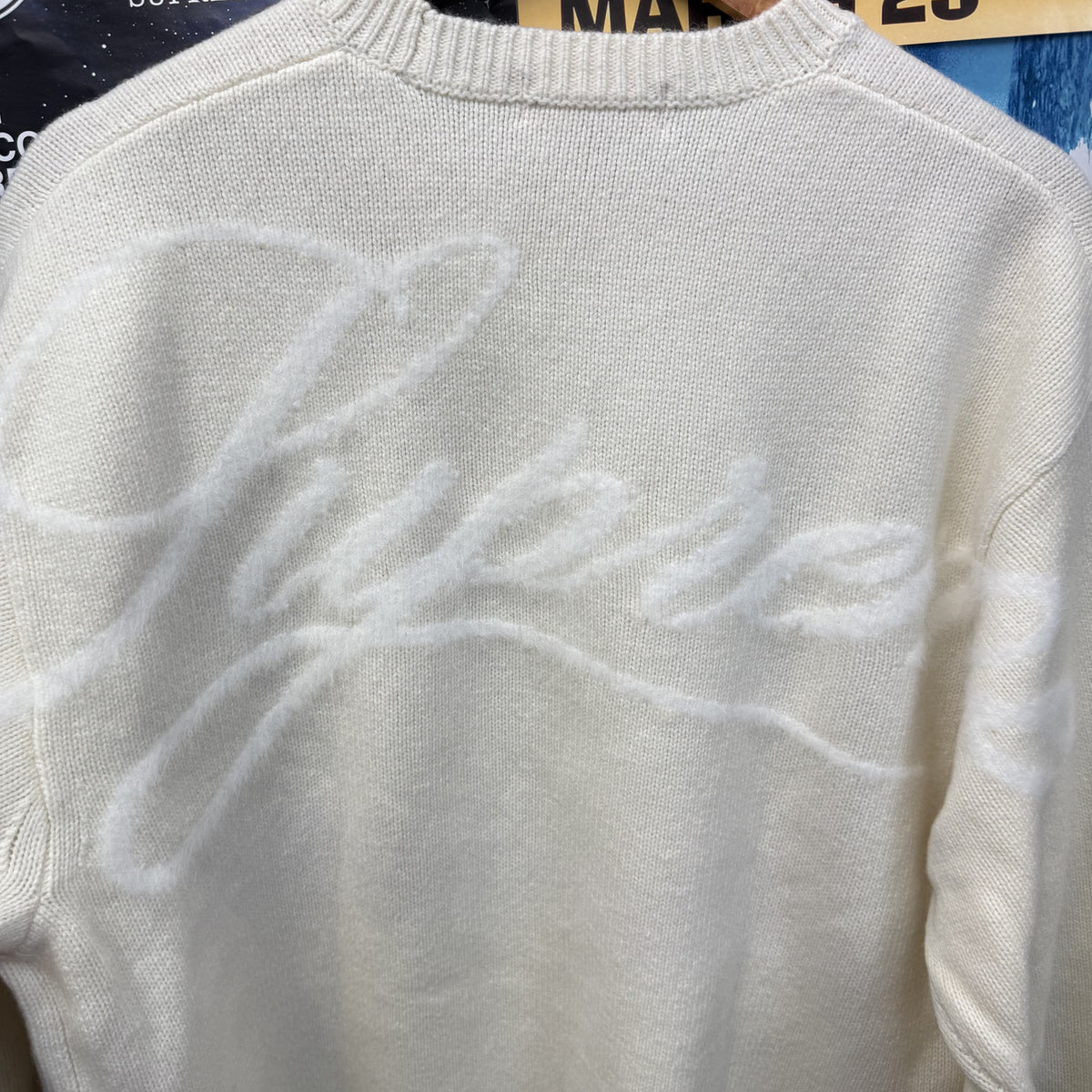 SUPREME FW25 CREAM ANGORA SCRIPT WOOL SWEATER