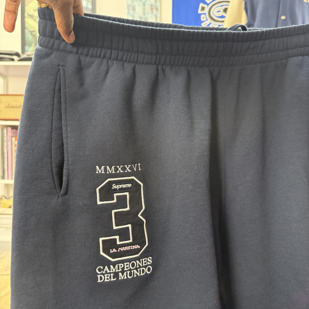 SUPREME X LA MARTINA SS26 NAVY SWEATPANTS