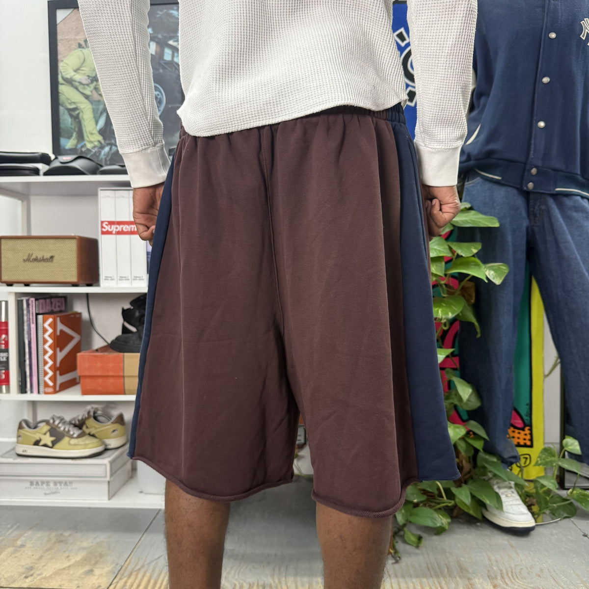 DENIM TEARS BROWN AND BLUE SHORTS