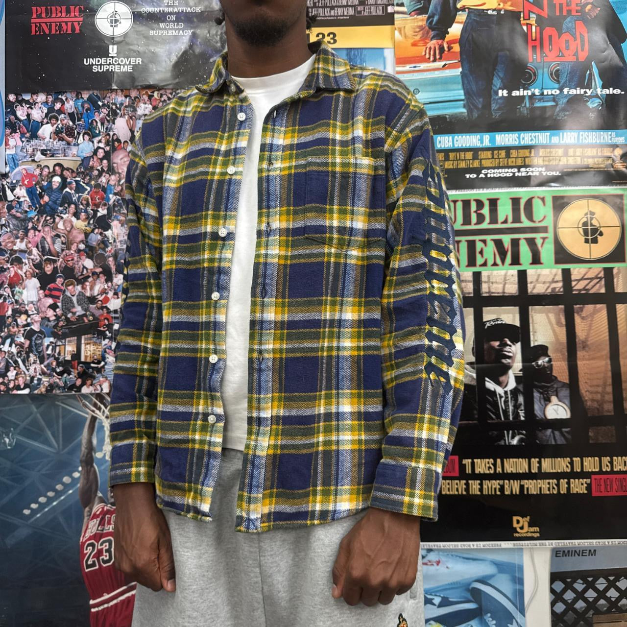 SUPREME SS25 OLD ENGLISH PLAID FLANNEL SHIRT