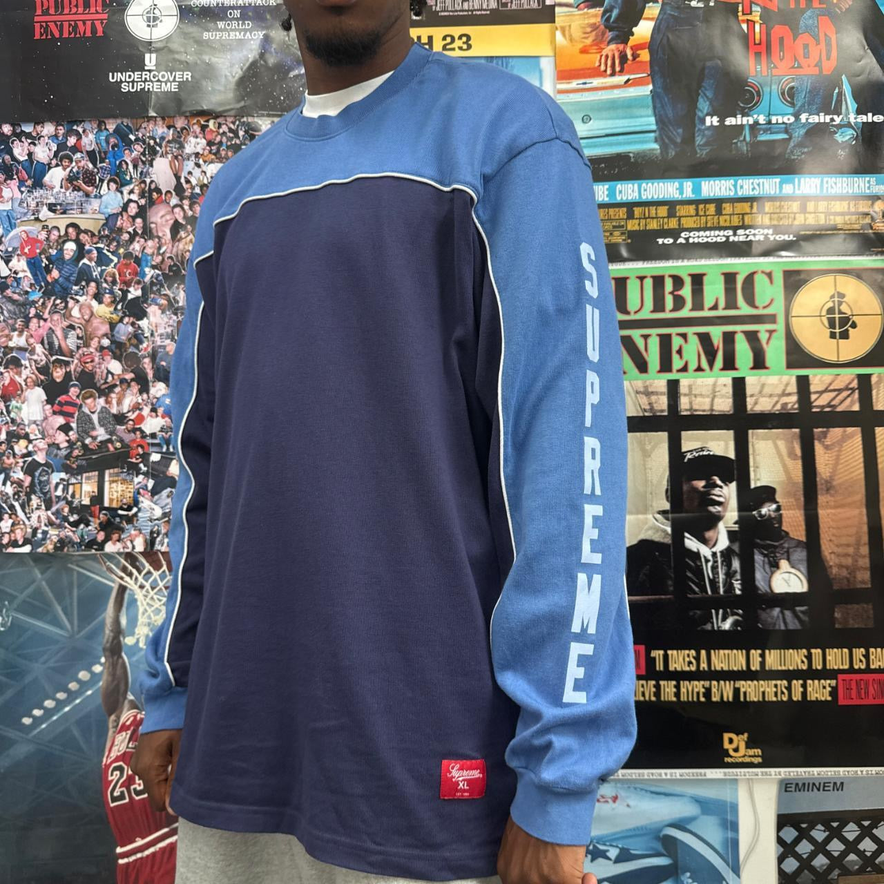 SUPREME SS25 PANELED PIPING LONG SLEEVE TOP