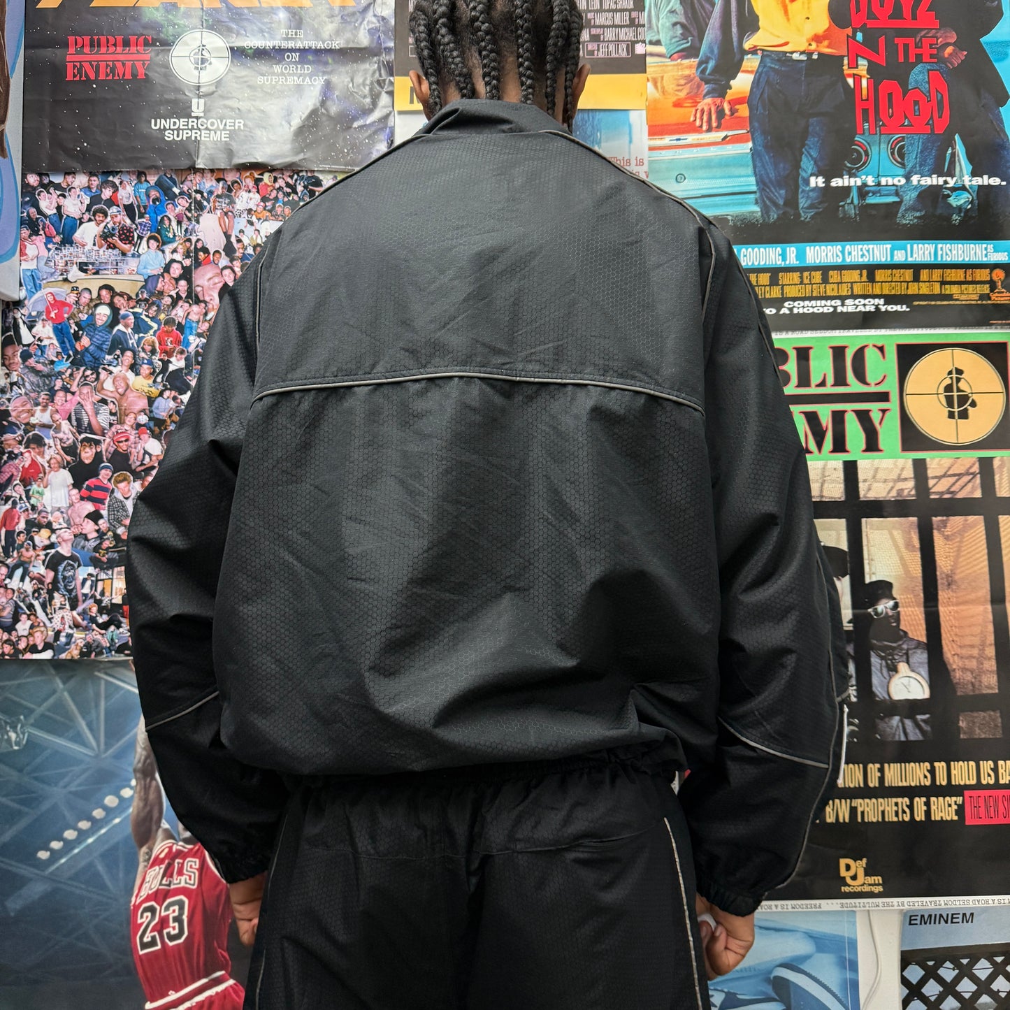 SUPREME FW24 BLACK REFLECTIVE PIPING PULLOVER JACKET