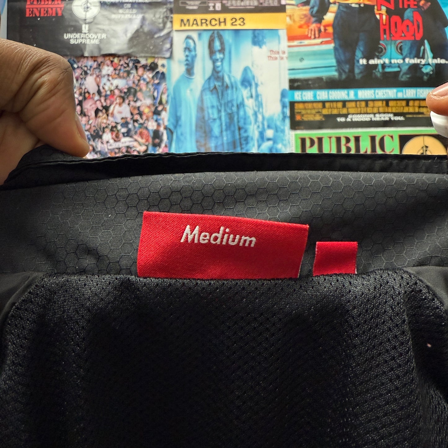 SUPREME FW24 BLACK REFLECTIVE PIPING PULLOVER JACKET