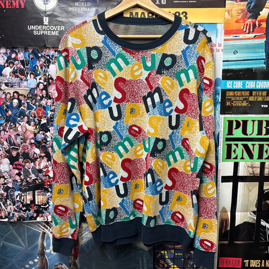 SUPREME FW19 SCATTER TEXT CREWNECK