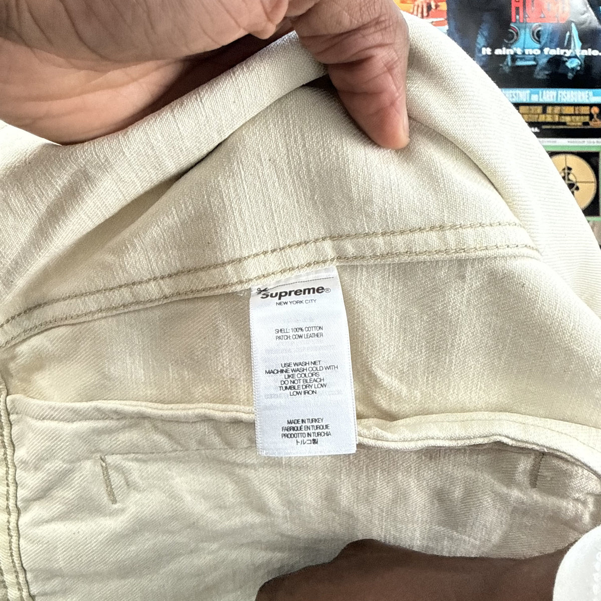 SUPREME MARITHE FRANCOIS GIRBAUD SS25 BEIGE DENIM TRUCKER JACKET