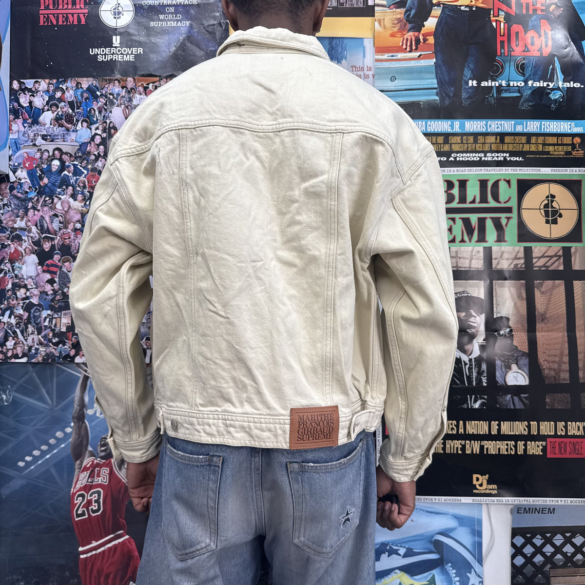 SUPREME MARITHE FRANCOIS GIRBAUD SS25 BEIGE DENIM TRUCKER JACKET
