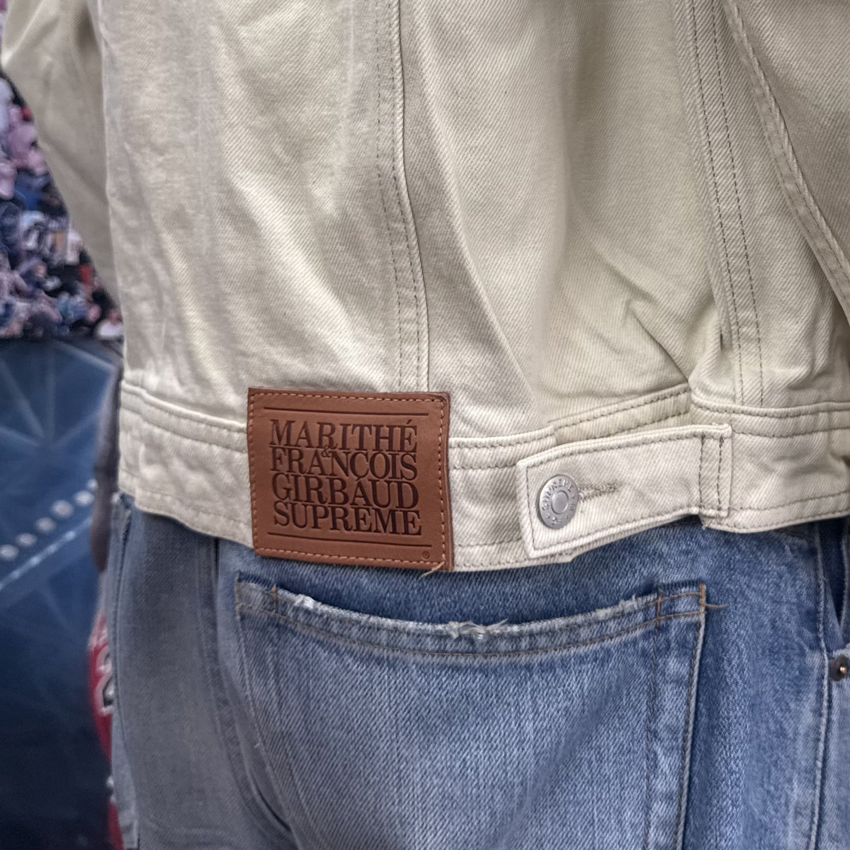 SUPREME MARITHE FRANCOIS GIRBAUD SS25 BEIGE DENIM TRUCKER JACKET
