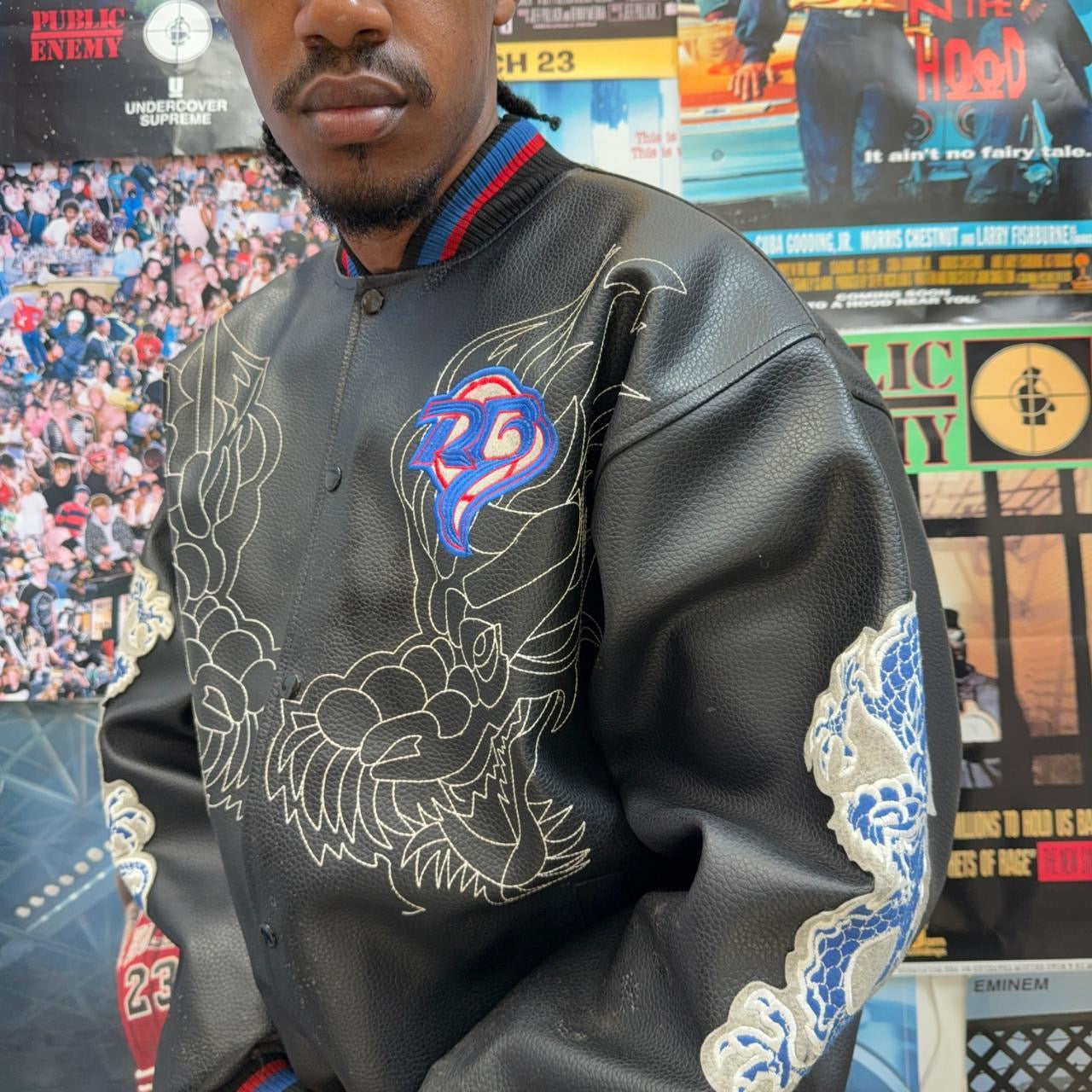 RAW BLUE VINTAGE LEATHER VARSITY JACKET