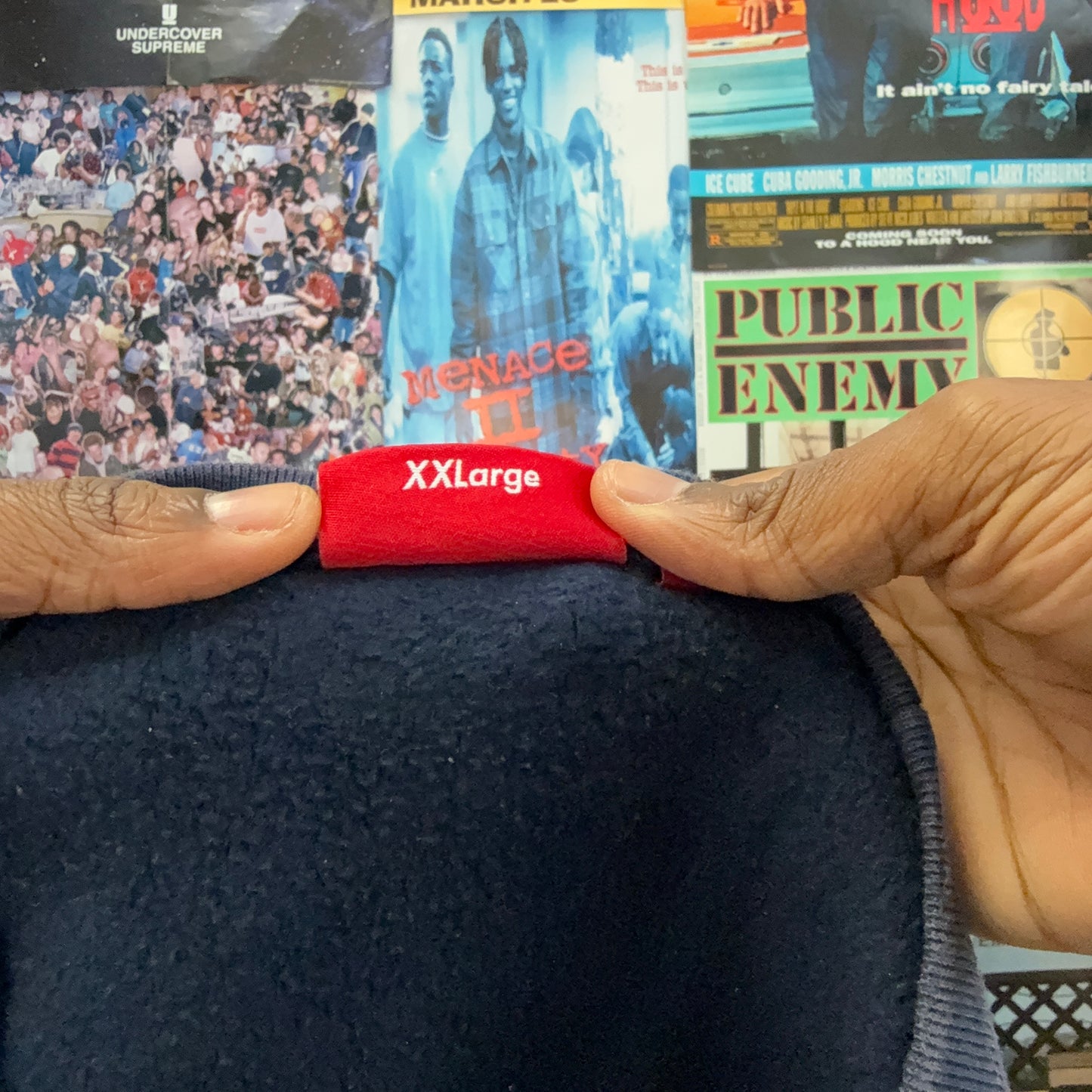 SUPREME SS25 NAVY BOX LOGO CREWNECK