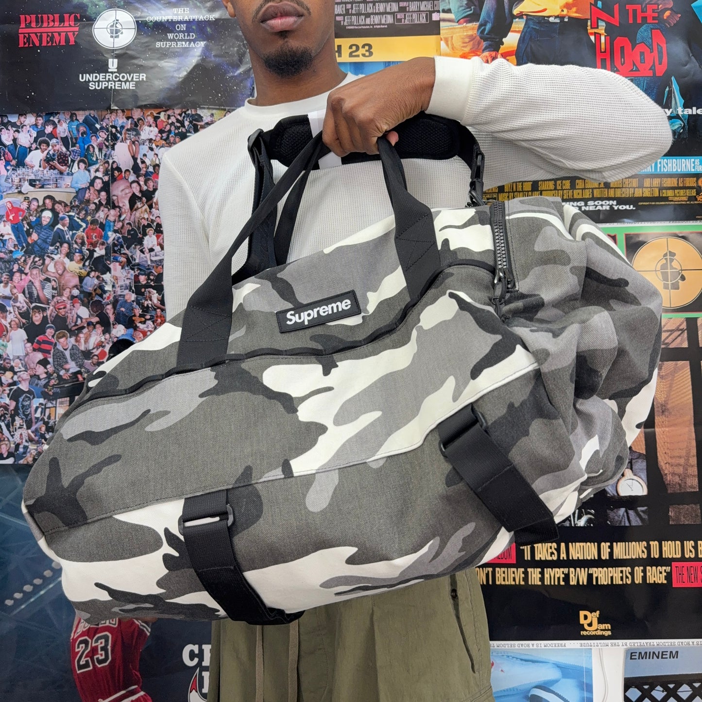 SUPREME SS25 SNOWCAMO DUFFLE BAG