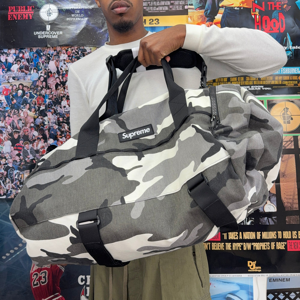SUPREME SS25 SNOWCAMO DUFFLE BAG