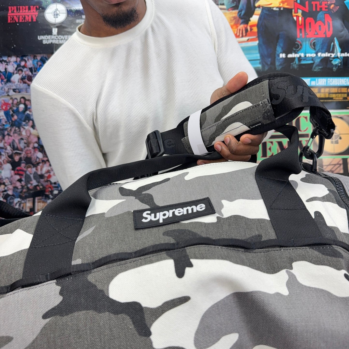 SUPREME SS25 SNOWCAMO DUFFLE BAG