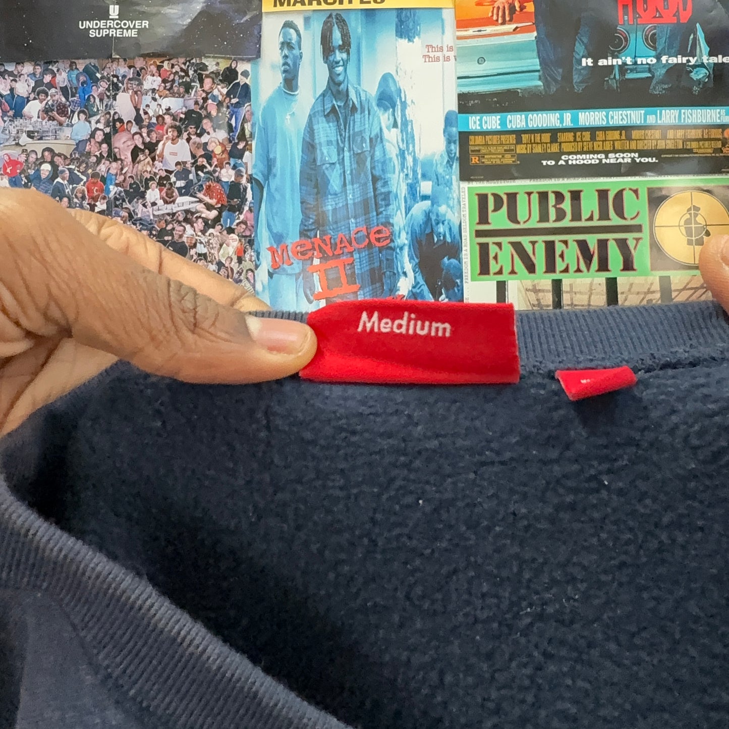 SUPREME SS25 NAVY BOX LOGO CREWNECK