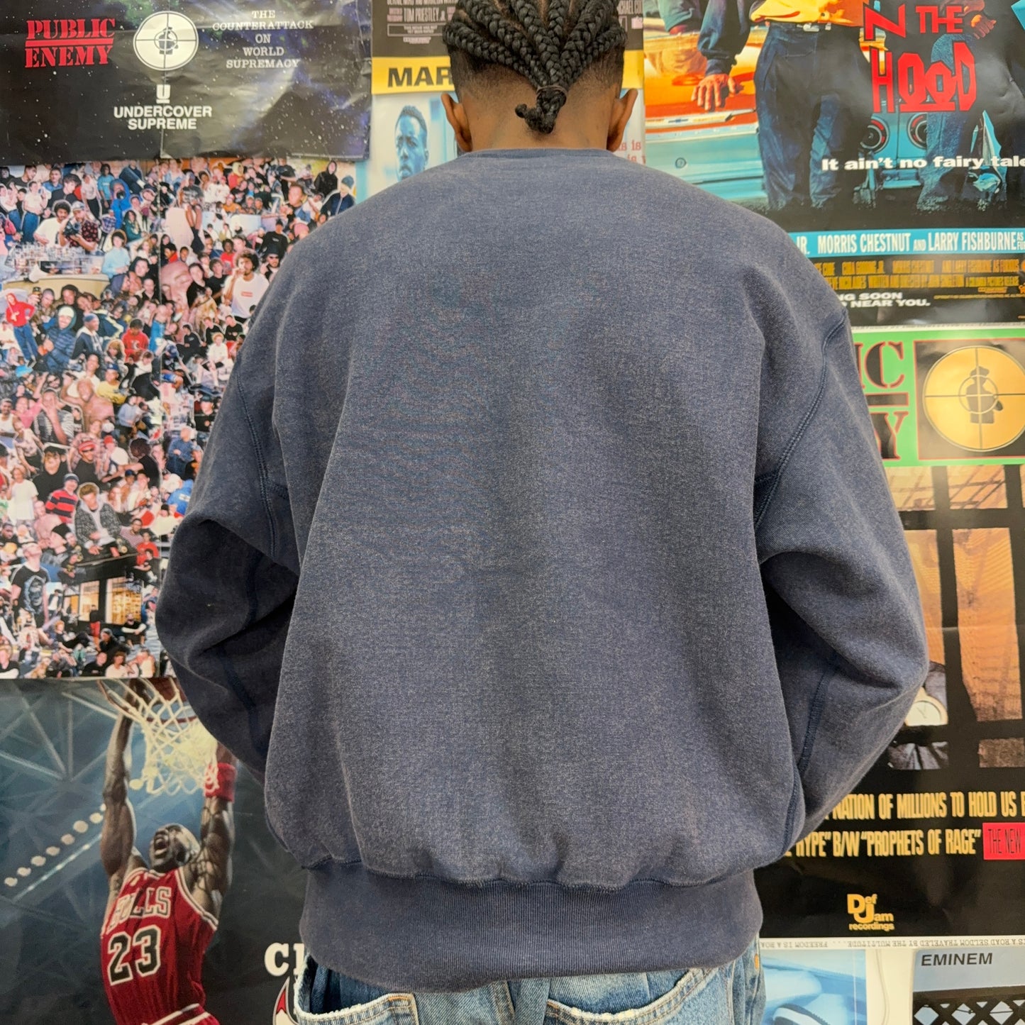 SUPREME SS25 NAVY BOX LOGO CREWNECK