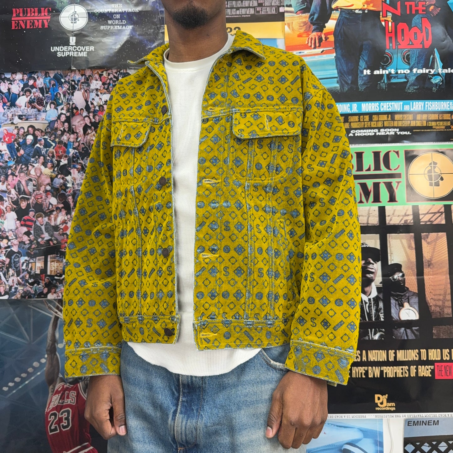 SUPREME SS24 FLOCKED DENIM TRUCKER JACKET