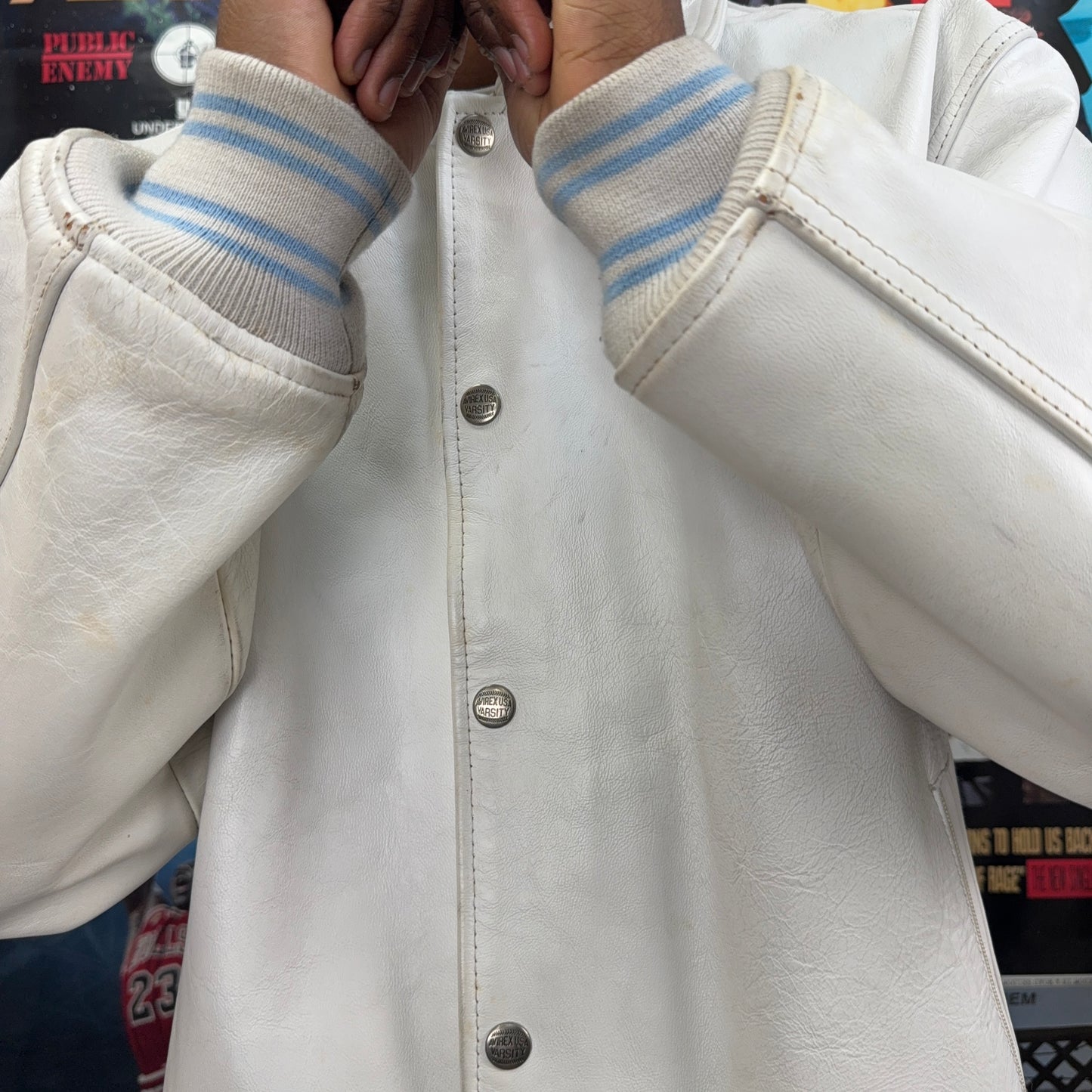 AVIREX 90s LEATHER VARSITY JACKET