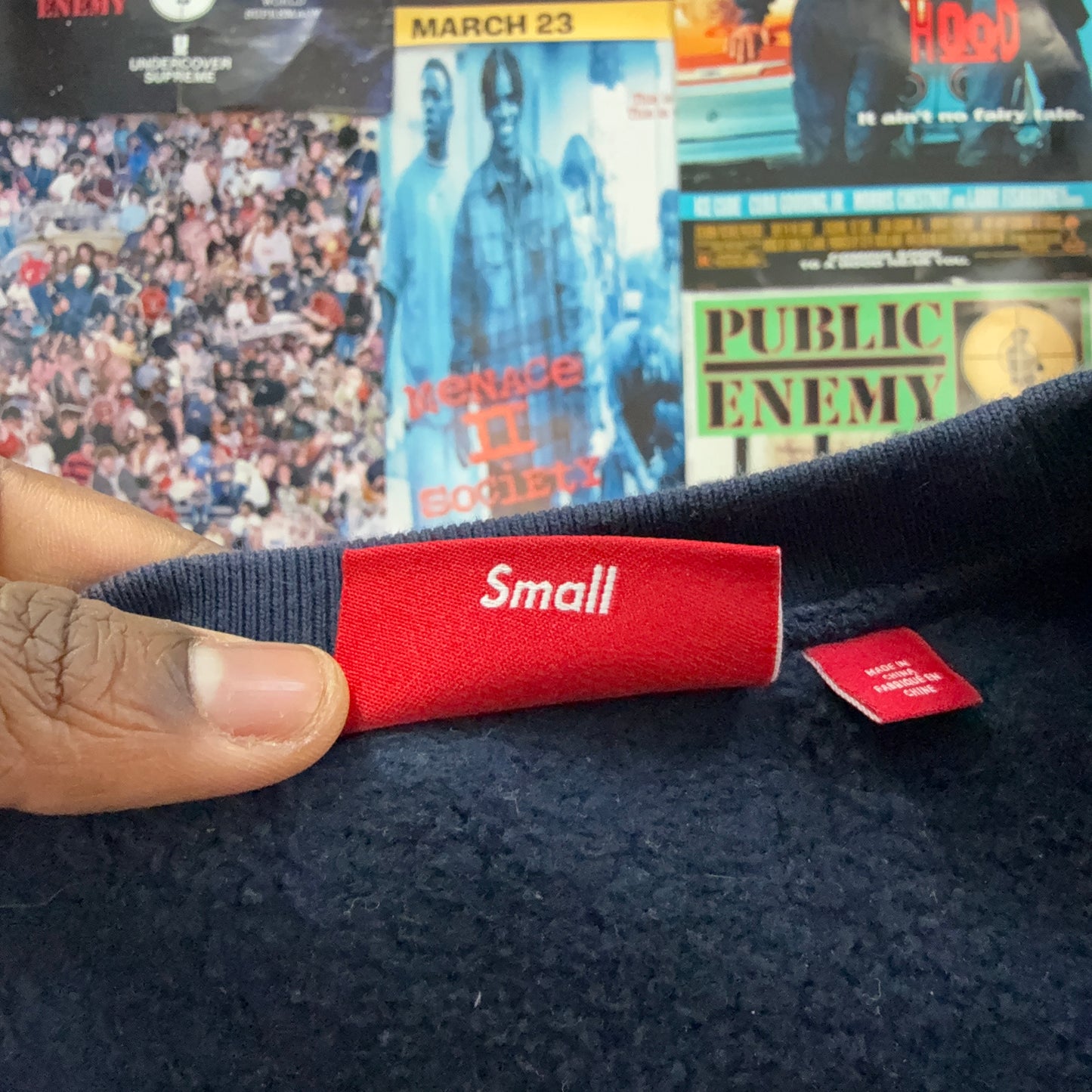 SUPREME SS25 NAVY BOX LOGO CREWNECK