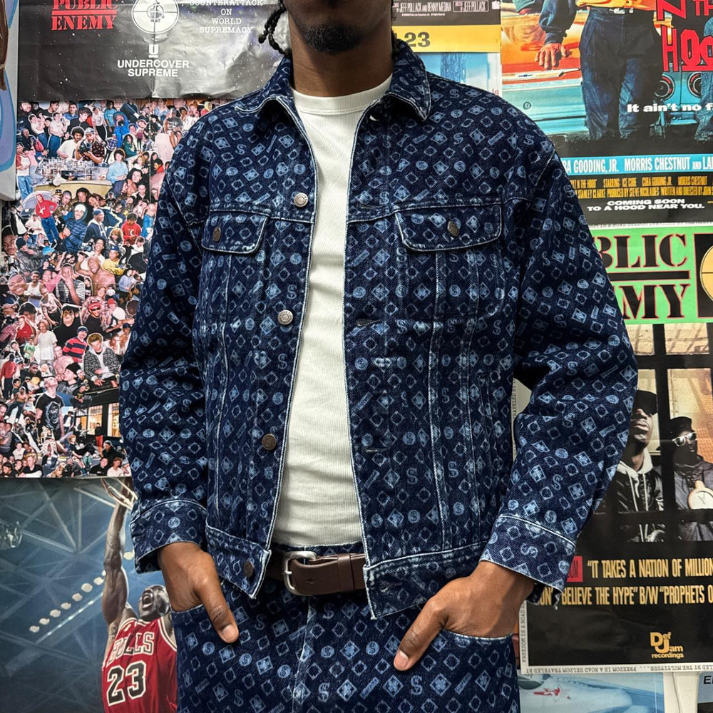 SUPREME SS24 FLOCKED DENIM TRUCKER JACKET