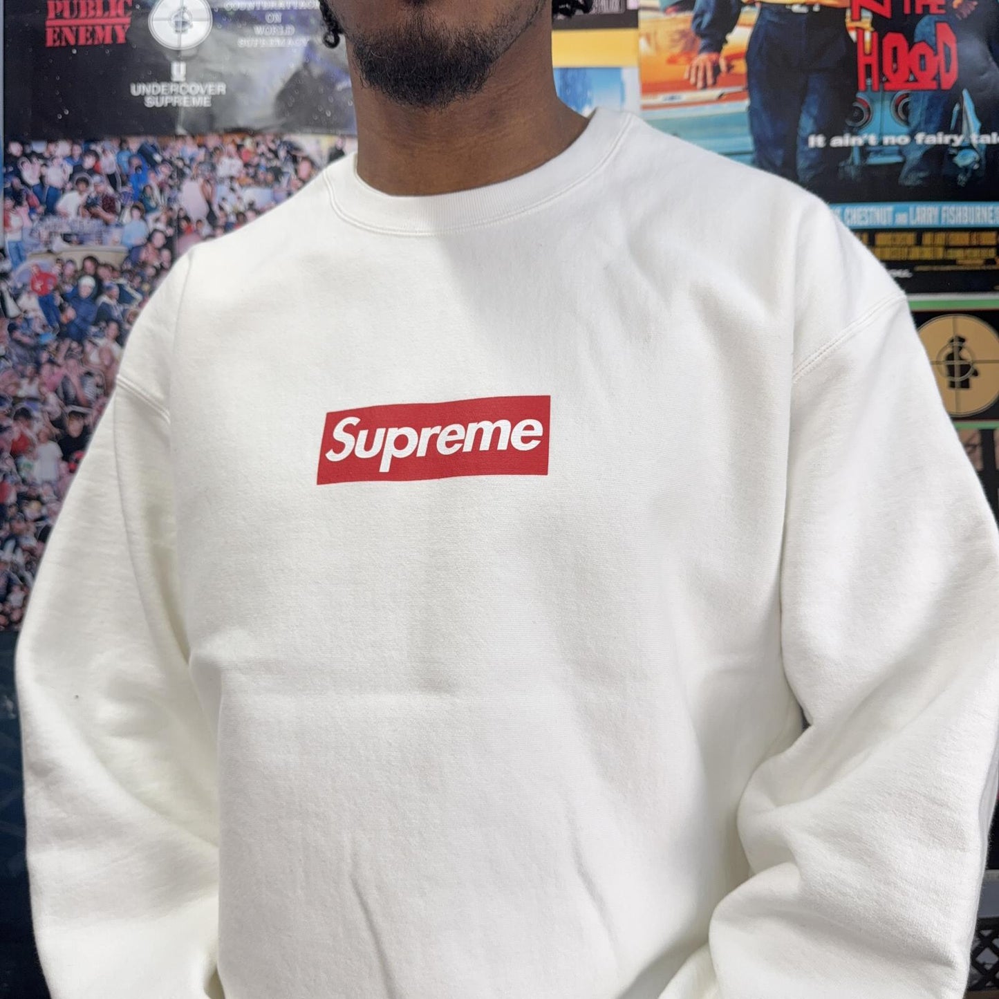 SUPREME SS25 WASHED WHITE BOX LOGO CREWNECK